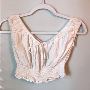 White crop top with ruffles